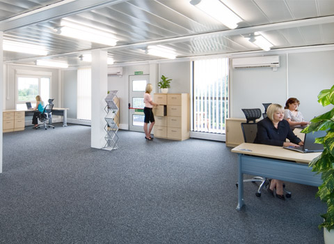 Open plan office with people