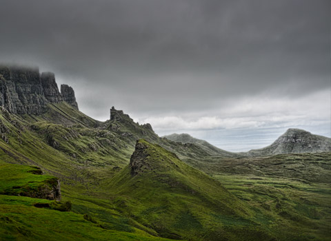 The Quiraing landscape on The Isle of Skye