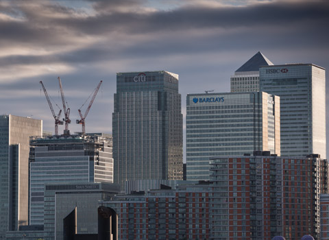 Tall buildings at Canary Wharf, London