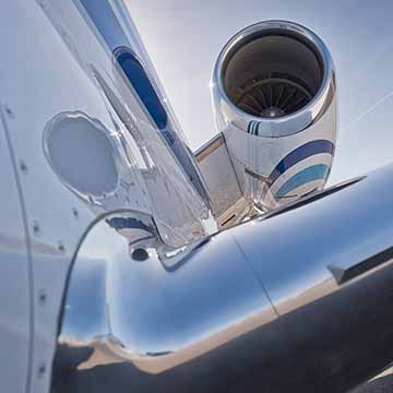 Detail of an engine of a small private jet