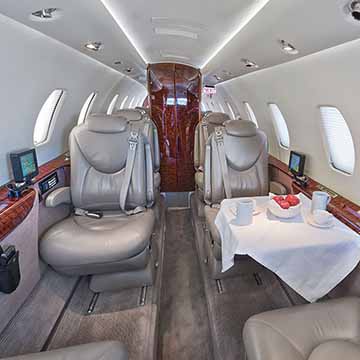 Interior of a private jet