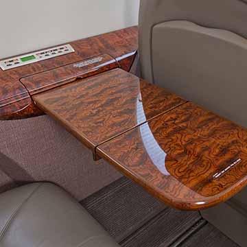 Detail of a table in a private airplane