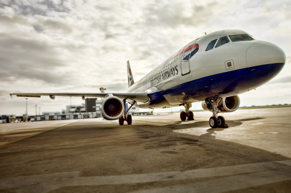 Aircraft on the ground at an airport