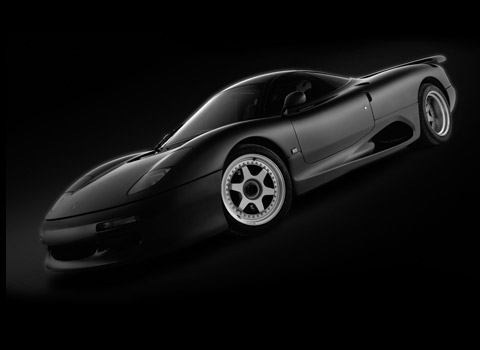 Jaguar XJR-15 on a black background