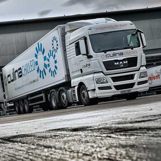Lorries in a distribution yard photographed for a logistics company