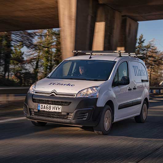 A van being driven under a bridge on a motorway in Scotland