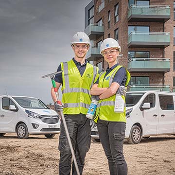 Commercial cleaners on a London construction site