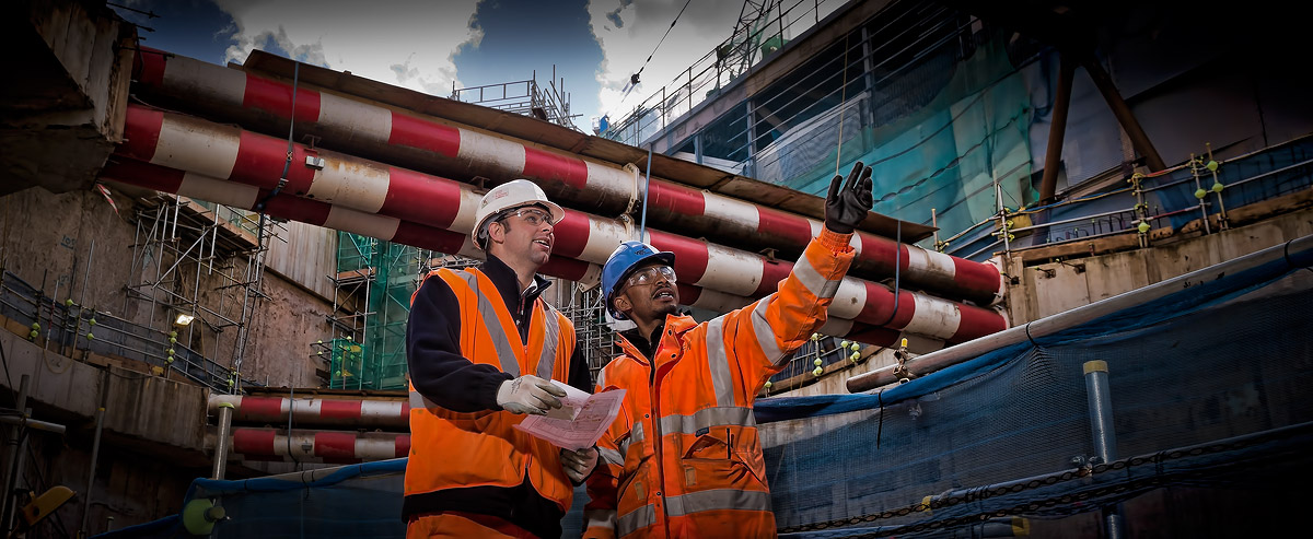Construction workers at a crossrail site