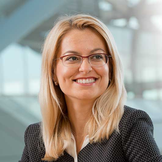 Employee photographed in her docklands office