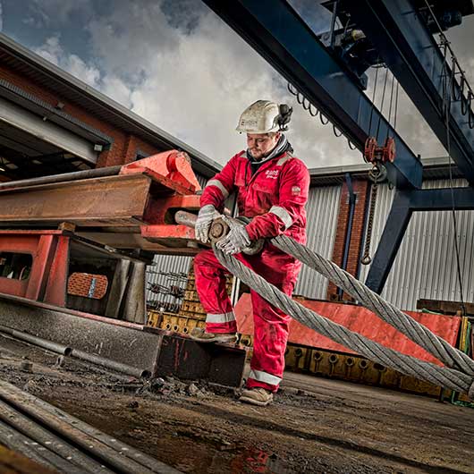 Industrial worker at a testing facility in Manchester