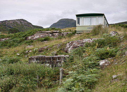 Caravan on a hillside in Scotland