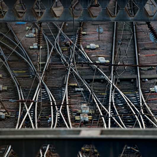 Railway tracks at a station in North London