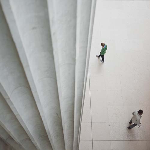 Two people from overhead in The British Museum