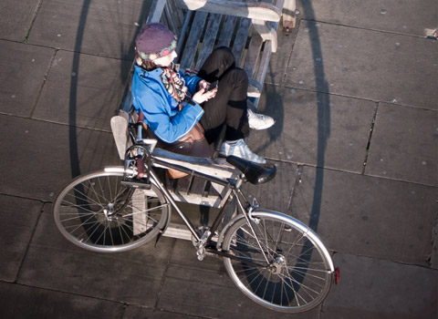 Shadow of a bike on London Embankment