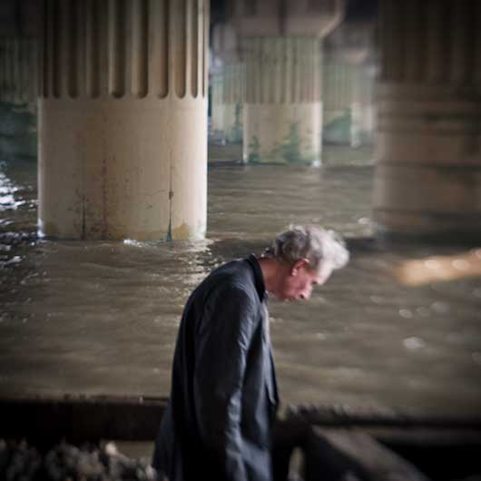 A beachcomber in London on the thames