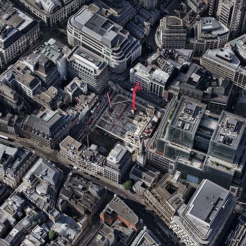 Photograph of london financial district from the air