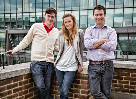 Group portrait photographed on roof in London for a company