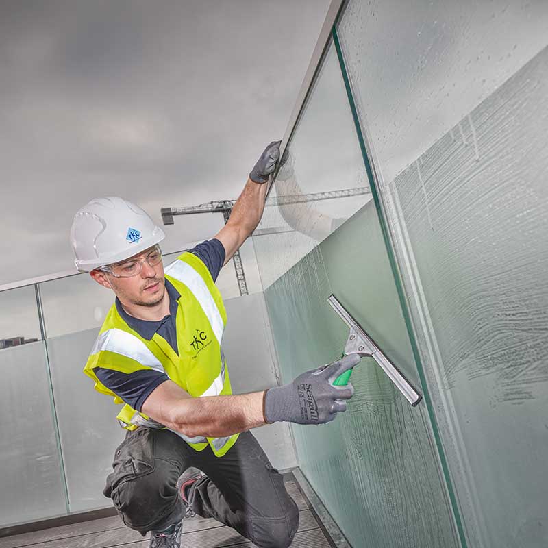 Window cleaning at a construction site